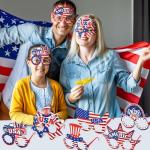 12 Pcs 4th of July Glasses Patriotic Party Sunglasses American Flag Eyewear for Independence Day Party Favors Red White and Blue Photo Booth Props for 4th of July Accessories Memorial Day Decorations