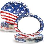 50 PCS Patriotic Oval Paper Plates Large 11’’ Disposable American Flag Party Decorations 4th of July Independence Day Supplies Favor for Memorial Day Picnic All Occasion Dinner Party Tableware Set