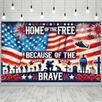 BlissYard Memorial Day Party Background Banner 71 x 43 Inch Independence Day Themed 4th of July Patriotic National Holiday Backdrop Independence Day Themed Indoor Outdoor Supplies