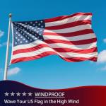 3x5 American Flags for Outside - US Flag 3x5 Heavy Duty Outdoor - Super Tough USA Flag with Tearproof & Fade Resistant Spun Polyester, Embroidered Stars, Sewn Stripes, Brass Grommets