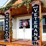 Veterans Day Decorations, Thank You Veterans Porch Banners, 30x180CM Veterans Day American Flag Patriotic Decoration for Outdoor Hanging Decor