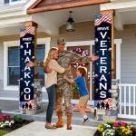 Veterans Day Decorations, Thank You Veterans Porch Banners, 30x180CM Veterans Day American Flag Patriotic Decoration for Outdoor Hanging Decor
