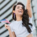 Mintolex 4th of July Star Tassel Earrings Patriotic Rhinestone Dangle Earrings for Women Boho Long Drop Crystal American Flag Jewelry for Independence Day, Hollow Star