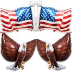 4 PCS American Flag Balloons Eagles Balloon, Large 3D Eagle Balloon Patriotic Balloons for 4th of July Party Decorations Red White Blue Decorations