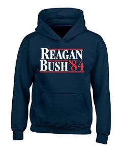 Reagan Bush 84 Retro Hoodies Vintage Presidential Campaign Sweatshirts Small Navy