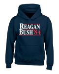 Reagan Bush 84 Retro Hoodies Vintage Presidential Campaign Sweatshirts Small Navy