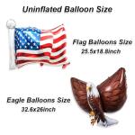 4 PCS American Flag Balloons Eagles Balloon, Large 3D Eagle Balloon Patriotic Balloons for 4th of July Party Decorations Red White Blue Decorations