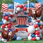 4 PCS American Flag Balloons Eagles Balloon, Large 3D Eagle Balloon Patriotic Balloons for 4th of July Party Decorations Red White Blue Decorations