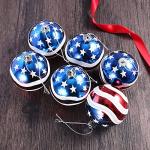12pcs 3-1/4" (80mm) Patriotic Christmas Ball Ornament, American Flag Hanging Ball, USA Independence Day Fourth of July Party Decor, Holiday Wedding Christmas Tree Decorations