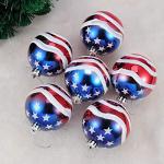 12pcs 3-1/4" (80mm) Patriotic Christmas Ball Ornament, American Flag Hanging Ball, USA Independence Day Fourth of July Party Decor, Holiday Wedding Christmas Tree Decorations