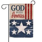 Hzppyz God Bless America 4th of July Patriotic Garden Flag Double Sided, USA Memorial Day Stars Stripes Vintage Decorative Yard Outdoor Home Small Decor, American Outside House Decoration 12 x 18