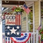 Hzppyz God Bless America 4th of July Patriotic Garden Flag Double Sided, USA Memorial Day Stars Stripes Vintage Decorative Yard Outdoor Home Small Decor, American Outside House Decoration 12 x 18