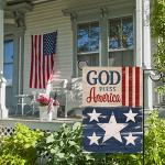 Hzppyz God Bless America 4th of July Patriotic Garden Flag Double Sided, USA Memorial Day Stars Stripes Vintage Decorative Yard Outdoor Home Small Decor, American Outside House Decoration 12 x 18