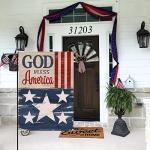 Hzppyz God Bless America 4th of July Patriotic Garden Flag Double Sided, USA Memorial Day Stars Stripes Vintage Decorative Yard Outdoor Home Small Decor, American Outside House Decoration 12 x 18