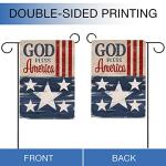 Hzppyz God Bless America 4th of July Patriotic Garden Flag Double Sided, USA Memorial Day Stars Stripes Vintage Decorative Yard Outdoor Home Small Decor, American Outside House Decoration 12 x 18