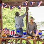 OuMuaMua Patriotic Party Supplies 184 Pcs American Flag Themed Tableware Set 4th of July Disposable Paper Plates Napkins Cups and Banner for Independence Day Memorial Day Party Decorations Serves 25