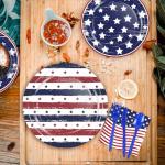 OuMuaMua Patriotic Party Supplies 184 Pcs American Flag Themed Tableware Set 4th of July Disposable Paper Plates Napkins Cups and Banner for Independence Day Memorial Day Party Decorations Serves 25