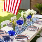 OuMuaMua Patriotic Party Supplies 184 Pcs American Flag Themed Tableware Set 4th of July Disposable Paper Plates Napkins Cups and Banner for Independence Day Memorial Day Party Decorations Serves 25