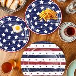 OuMuaMua Patriotic Party Supplies 184 Pcs American Flag Themed Tableware Set 4th of July Disposable Paper Plates Napkins Cups and Banner for Independence Day Memorial Day Party Decorations Serves 25