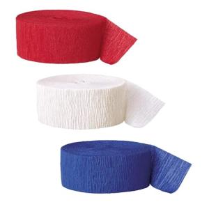 Streamer Paper for 4th of July Patriotic Decorations - 3 Rolls Red White Blue Crepe Paper Streamers for Independence Day Memorial Day American Theme Party Decorations