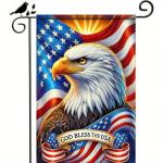 BlissYard God Bless America Patriotic Garden Flag 12x18 Inch Vertical Double Sided Eagle USA American Flag Yard 4th of July Independence Day Yard Flags Banner for Farm Outdoor Decorative Outside
