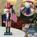 THE TWIDDLERS - 12-Inch Uncle Sam USA Wooden Nutcracker - American Flag Decorative Christmas Nutcracker Figures - Traditional Patriotic Decoration - Pine Wood Classic Ornament - Holiday Decor