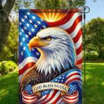 BlissYard God Bless America Patriotic Garden Flag 12x18 Inch Vertical Double Sided Eagle USA American Flag Yard 4th of July Independence Day Yard Flags Banner for Farm Outdoor Decorative Outside