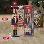 THE TWIDDLERS - 12-Inch Uncle Sam USA Wooden Nutcracker - American Flag Decorative Christmas Nutcracker Figures - Traditional Patriotic Decoration - Pine Wood Classic Ornament - Holiday Decor