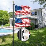 Ryzenthr 20 FT Flag Pole Kit for Outside, 14 Gauge Heavy Duty Flagpole Kit for Yard, Extra Thick Outdoor Flag Poles with 3x5 American Flag for Residential or Commercial (Black+Golden Sleek Ball Top, 2025 Upgraded Version)