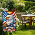 BlissYard God Bless America Patriotic Garden Flag 12x18 Inch Vertical Double Sided Eagle USA American Flag Yard 4th of July Independence Day Yard Flags Banner for Farm Outdoor Decorative Outside