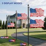 Ryzenthr 20 FT Flag Pole Kit for Outside, 14 Gauge Heavy Duty Flagpole Kit for Yard, Extra Thick Outdoor Flag Poles with 3x5 American Flag for Residential or Commercial (Black+Golden Sleek Ball Top, 2025 Upgraded Version)