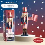 THE TWIDDLERS - 12-Inch Uncle Sam USA Wooden Nutcracker - American Flag Decorative Christmas Nutcracker Figures - Traditional Patriotic Decoration - Pine Wood Classic Ornament - Holiday Decor