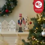 THE TWIDDLERS - 12-Inch Uncle Sam USA Wooden Nutcracker - American Flag Decorative Christmas Nutcracker Figures - Traditional Patriotic Decoration - Pine Wood Classic Ornament - Holiday Decor