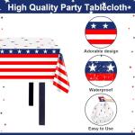 Lecheme 170 Pcs Patriotic American Flag Plates Napkins Cups Tablecloth Banner Red White Blue Party Supplies for Veterans Day, Memorial Day, Thank You Veterans Decorations Serve 24