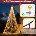 Lettry Flag Pole Christmas Tree Kit, Include Flag Pole Mega Topper Light Hook, Heavy-Duty Metal Hoop, Telescoping Flagpole Tree Light Hanging Set for Xmas Outdoor Patio Yard, Not Include Lights