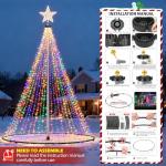 Lettry Flag Pole Christmas Tree Kit, Include Flag Pole Mega Topper Light Hook, Heavy-Duty Metal Hoop, Telescoping Flagpole Tree Light Hanging Set for Xmas Outdoor Patio Yard, Not Include Lights