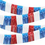 4 Packs 10 Feet Long Foil Fringe 4th of July Garland Memorial Day USA Red White Blue Independence Day Tinsel Metallic Patriotic Wall Hanging Banner for Car Parade Floats Garden Decorations