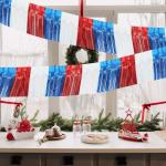 4 Packs 10 Feet Long Foil Fringe 4th of July Garland Memorial Day USA Red White Blue Independence Day Tinsel Metallic Patriotic Wall Hanging Banner for Car Parade Floats Garden Decorations