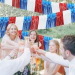 4 Packs 10 Feet Long Foil Fringe 4th of July Garland Memorial Day USA Red White Blue Independence Day Tinsel Metallic Patriotic Wall Hanging Banner for Car Parade Floats Garden Decorations