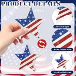 COCHIE 4th of July Decorations Wooden Star Set of 6, Labor Day Decor, Patriotic Memorial Day Tiered Tray Decor, Red White and Blue Veterans Day Decorations for Home Office Table Shelf (Sparkle)