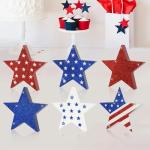 COCHIE 4th of July Decorations Wooden Star Set of 6, Labor Day Decor, Patriotic Memorial Day Tiered Tray Decor, Red White and Blue Veterans Day Decorations for Home Office Table Shelf (Sparkle)