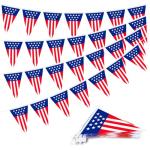 32.8 ft American Triangle Pennant Banner, 30 Pcs Mini USA Bunting Flags | Red, White, Blue Patriotic Flags for 4th of July, Independence Day, Memorial Day, Parades, Home, Yard, and Party Decorations
