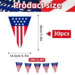 32.8 ft American Triangle Pennant Banner, 30 Pcs Mini USA Bunting Flags | Red, White, Blue Patriotic Flags for 4th of July, Independence Day, Memorial Day, Parades, Home, Yard, and Party Decorations