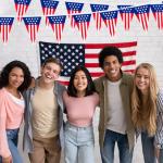 32.8 ft American Triangle Pennant Banner, 30 Pcs Mini USA Bunting Flags | Red, White, Blue Patriotic Flags for 4th of July, Independence Day, Memorial Day, Parades, Home, Yard, and Party Decorations