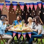 32.8 ft American Triangle Pennant Banner, 30 Pcs Mini USA Bunting Flags | Red, White, Blue Patriotic Flags for 4th of July, Independence Day, Memorial Day, Parades, Home, Yard, and Party Decorations