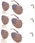 SHADERZ Aviator USA America American Flag Sunglasses - Great Accesory for 4th of July (Gold, Multi)