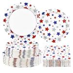 200pcs Veterans Day Plates and Napkins Party Supplies Veterans Patriotic Decorations Veterans Day Disposable Paper Plates 4th of July Tableware Sets for American Independence Memorial Day Serves 50