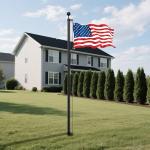 Ryzenthr 25 FT Flag Pole Kit for Outside, 14 Gauge Heavy Duty Flagpole Kit for Yard, Extra Thick Outdoor Flag Poles with 3x5 American Flag for Residential or Commercial (Black+Golden Sleek Ball Top, 2025 Upgraded Version)