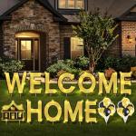Yerliker 14 Pcs Welcome Home Yard Sign with Stakes LED Light 12.6" Welcome Home Lawn Sign Outdoor Yard Letters Decorations Patriotic Military Homecoming Party Supplies (Gold)