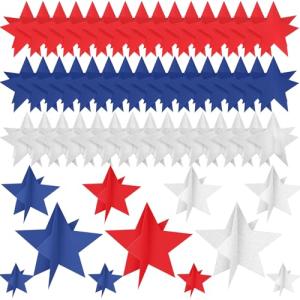 Sinload 45 Pcs 4th of July Decorations Red Silver White Blue Star Table Decor for Independence Day Patriotic Fourth of July Party Favors Memorial Day Centerpieces Decor
